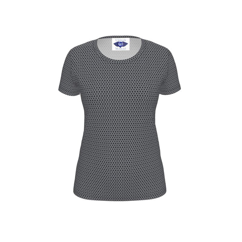 Women's Short Sleeve Cotton Tee with Chainmaille Print