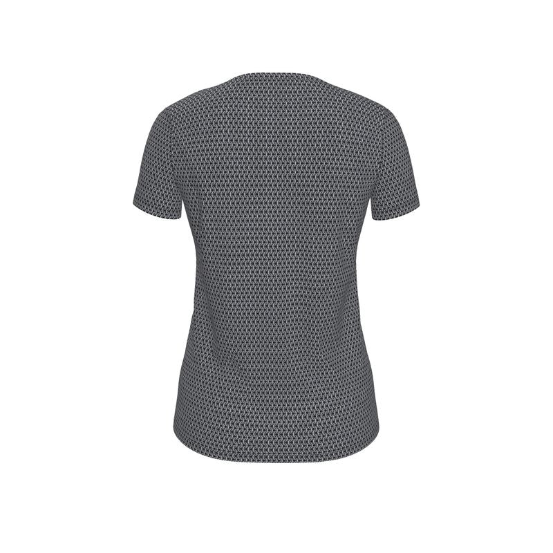 Women's Short Sleeve Cotton Tee with Chainmaille Print