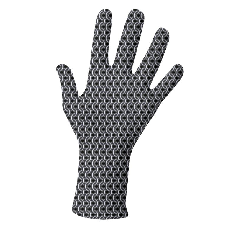 Lycra Gloves with Chainmaille Print