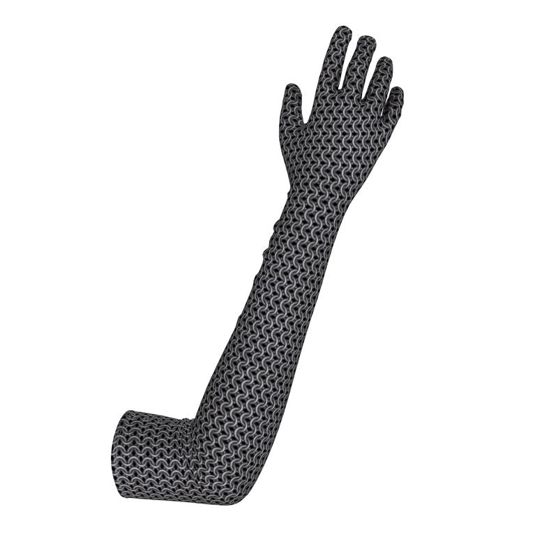 Long Gloves with Chainmaille Print