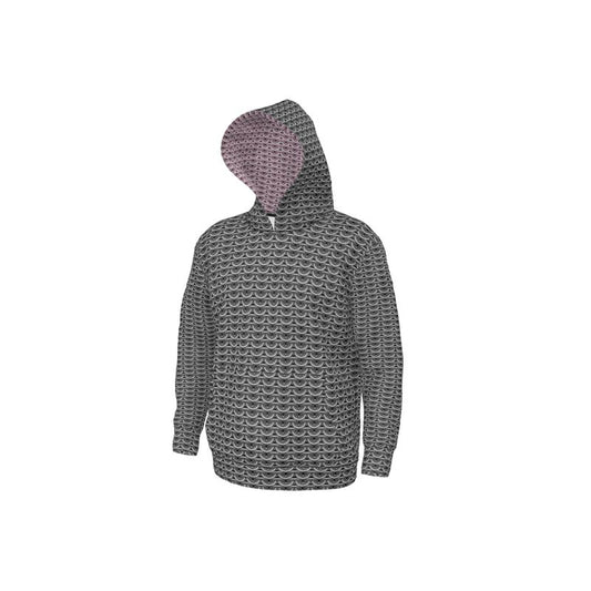 Hoodie in Grey Maille with Silver Rose Maille Hood Lining