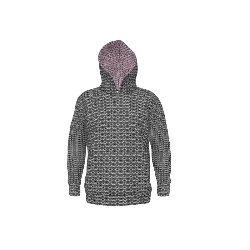Hoodie in Grey Maille with Silver Rose Maille Hood Lining