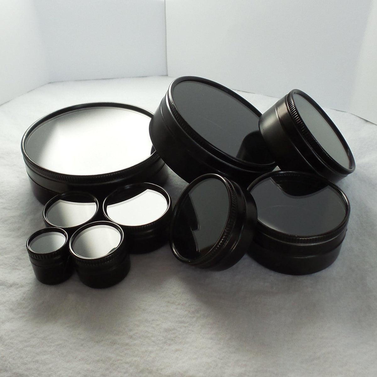 Round Glass Top Tins