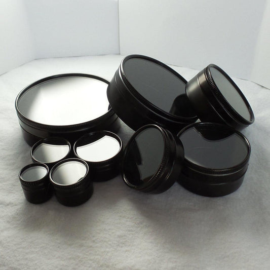 Round Glass Top Tins