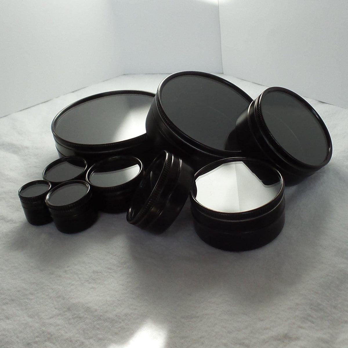 Round Glass Top Tins