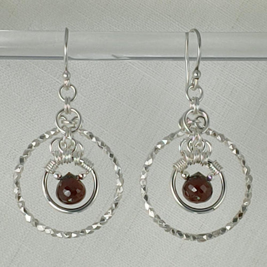 Sterling and Garnet Drop Earrings