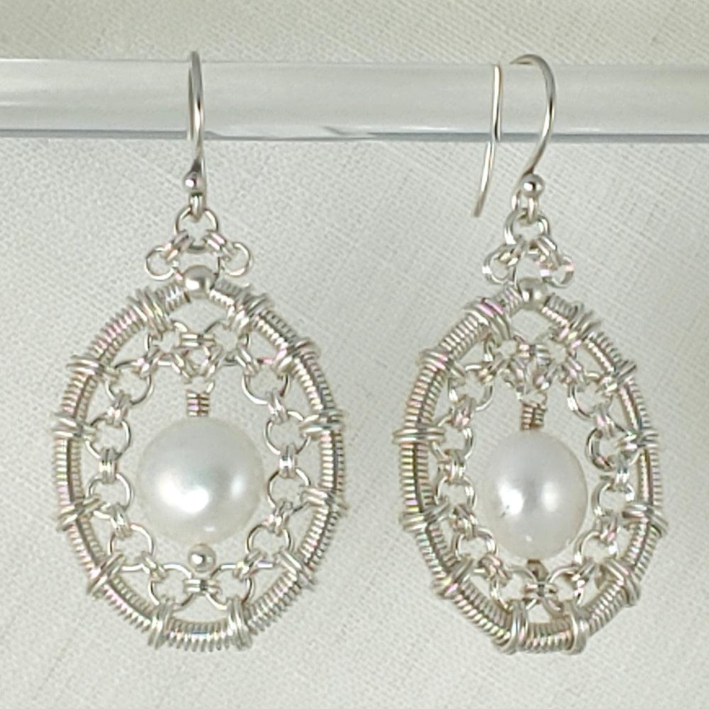 Sterling and Pearl Earrings