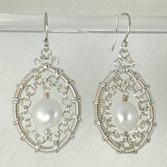 Sterling and Pearl Earrings