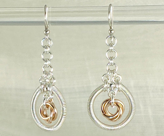 18K Rose Gold and Sterling Earrings