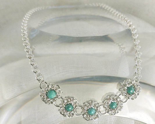 Green Turquoise and Sterling Necklace