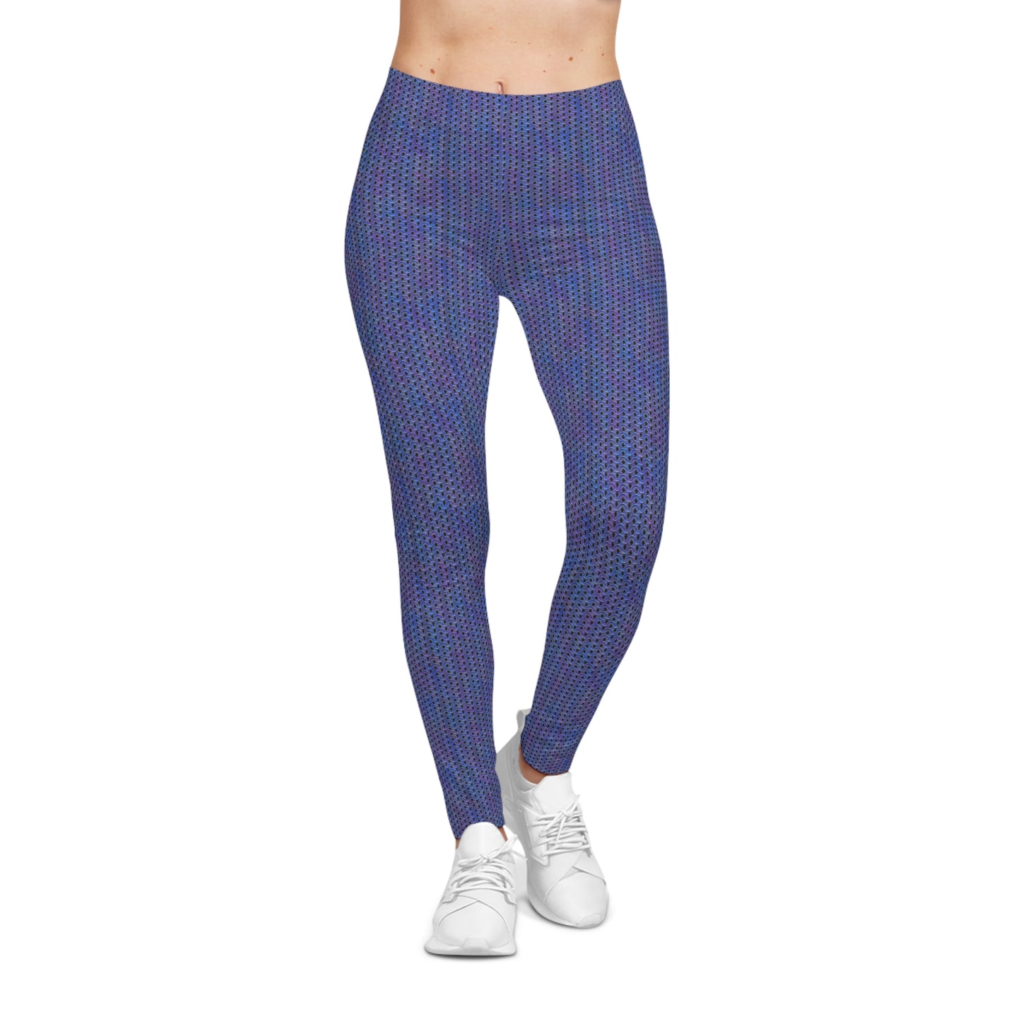 Front view of Blue Hour Gloss Metal Chainmaille Leggings by Urban Maille
