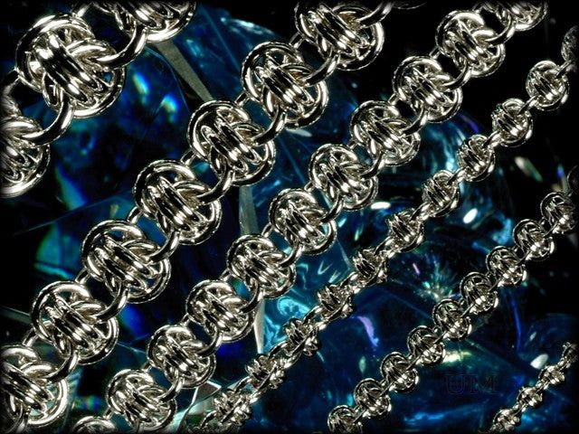 Several sixes of Barrel Weave against a blue background
