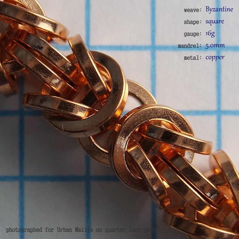 Byzantine SQ 16g chainmaille inchpack, copper