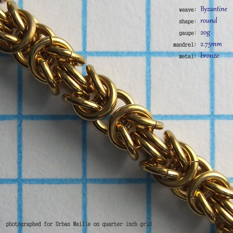 Byzantine RD 20g chainmaille inchpack, bronze