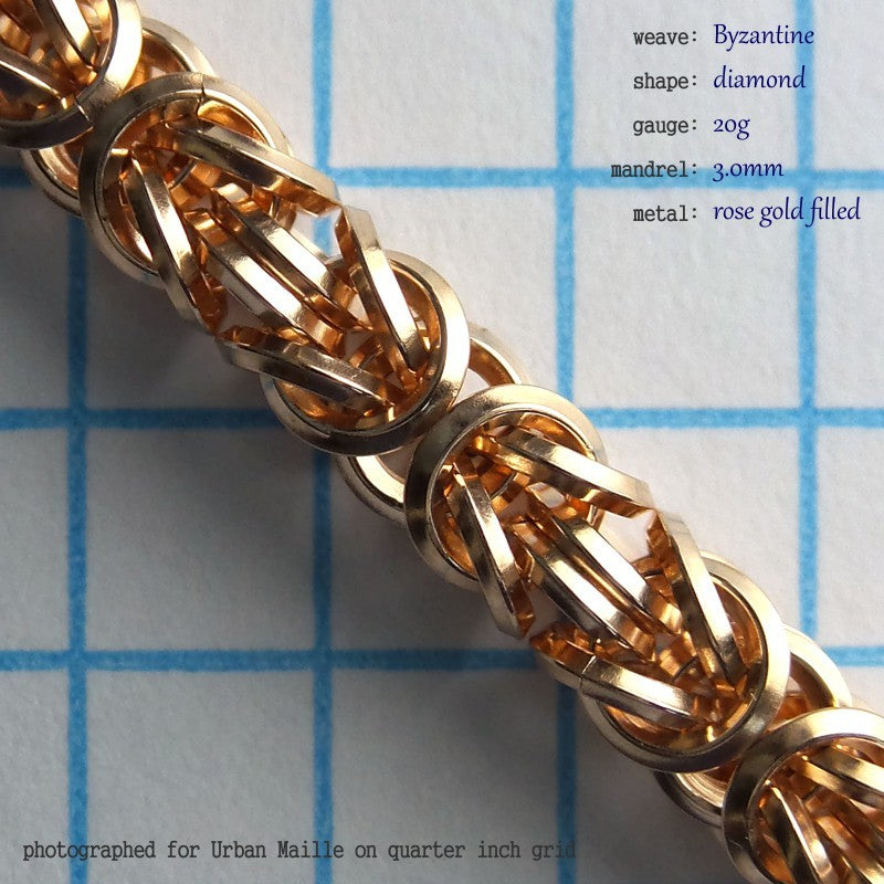 Byzantine DI 20g chainmaille inchpack, rose gold filled