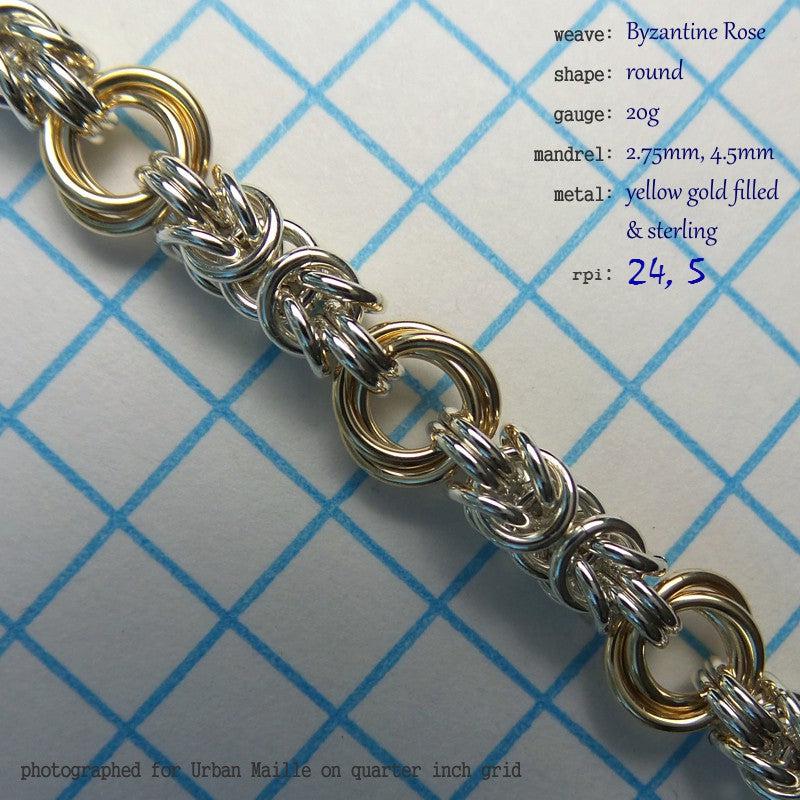Byzantine Rose RD 20g chainmaille inchpack swatch