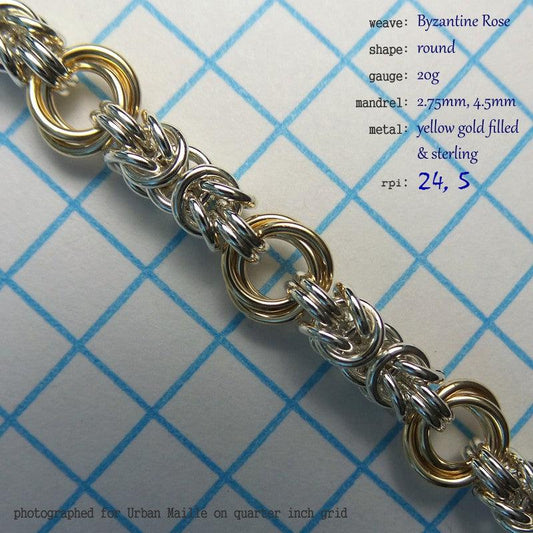 Byzantine Rose RD 20g chainmaille inchpack swatch