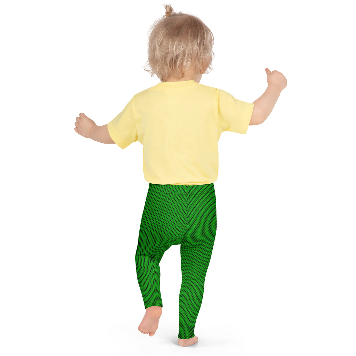 Electric Green Chainmaille Print Kid's Leggings, photo 7