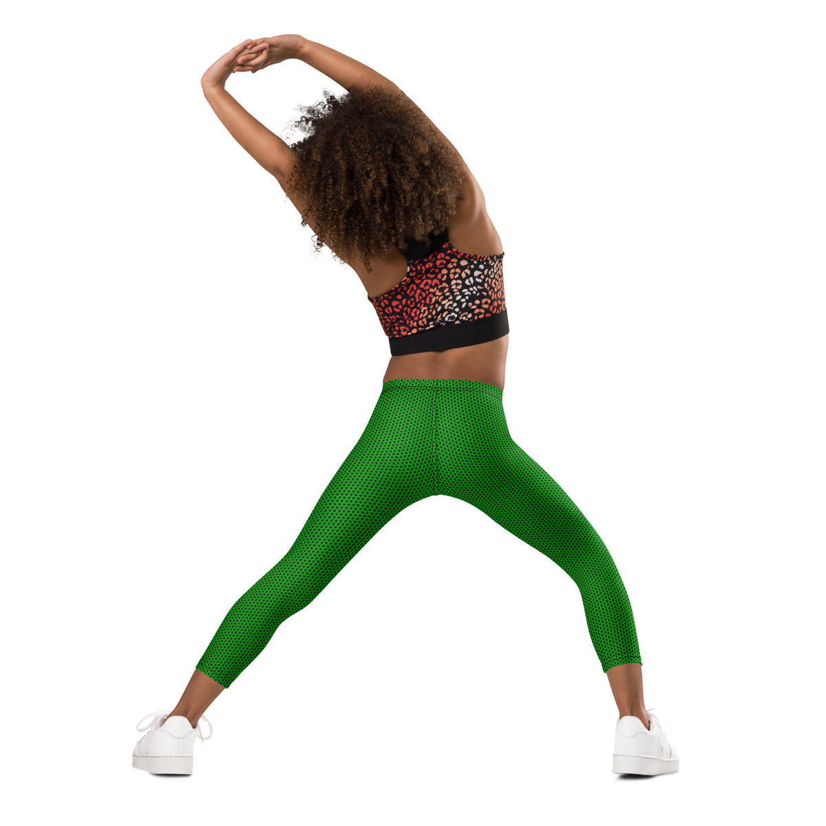 Electric Green Chainmaille Print Kid's Leggings, photo 17