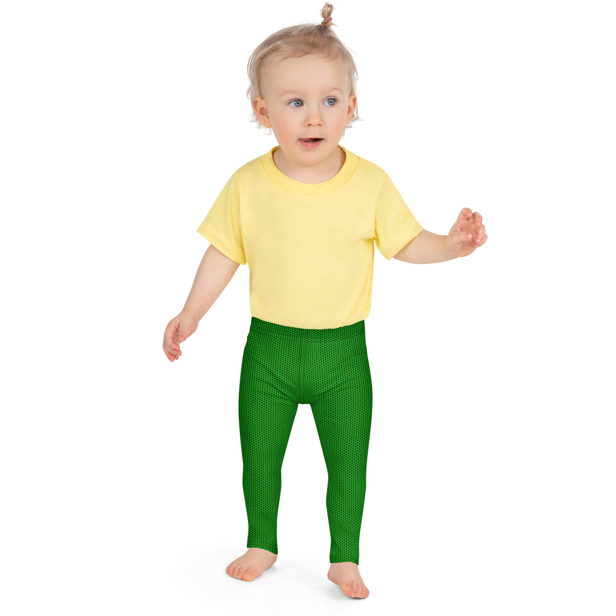 Electric Green Chainmaille Print Kid's Leggings, photo 6