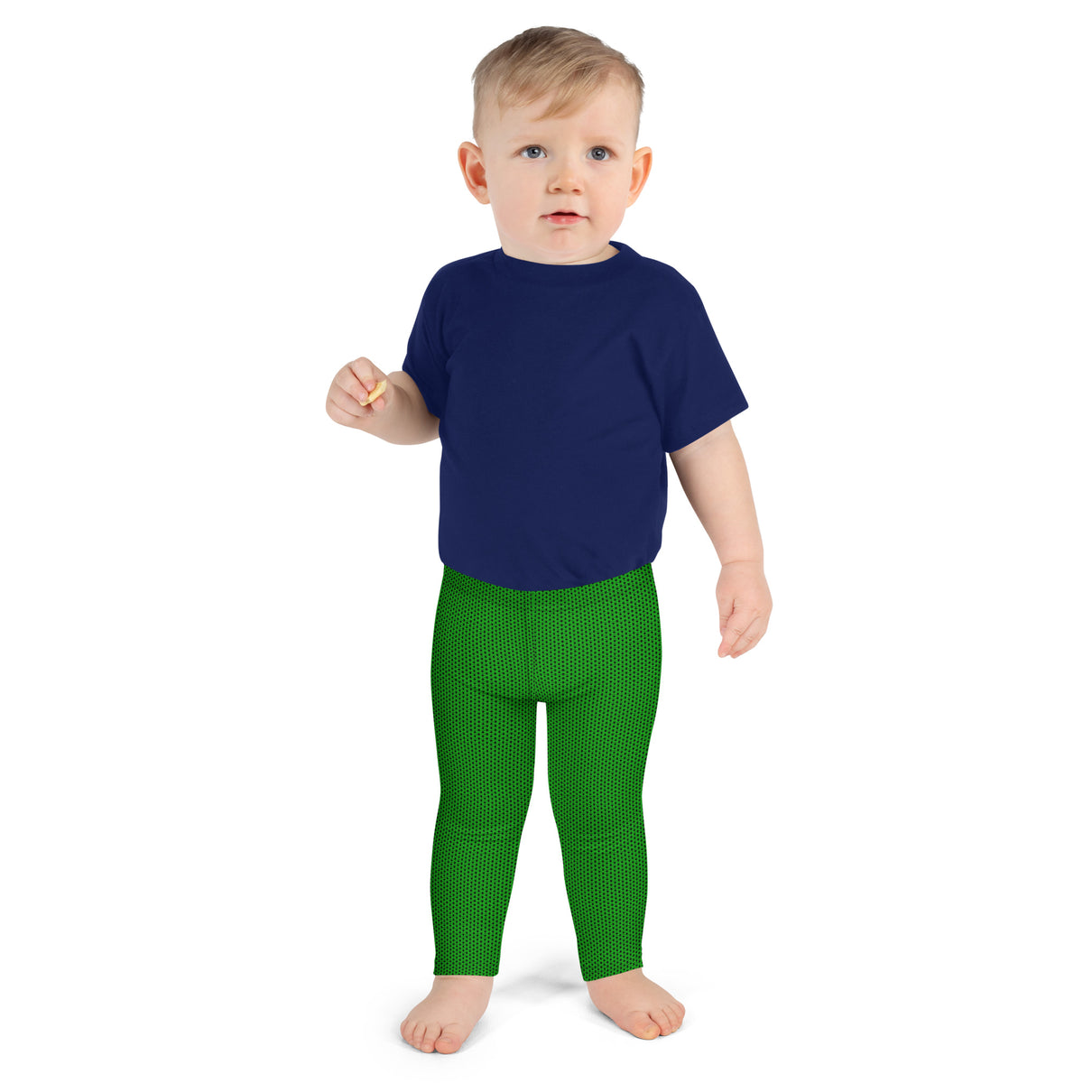Electric Green Chainmaille Print Kid's Leggings, photo 4