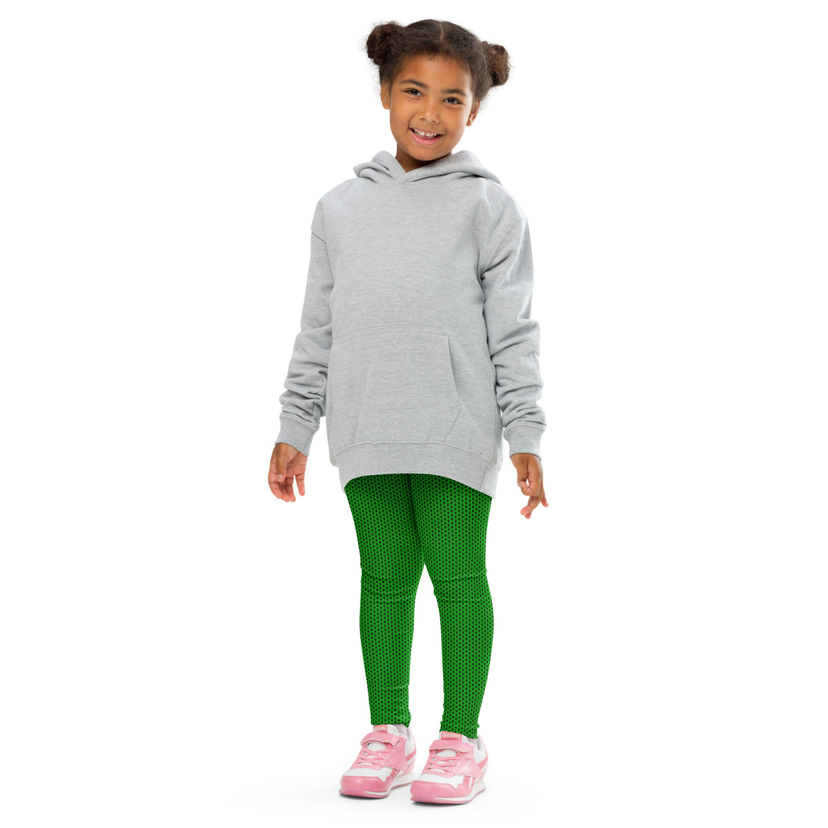 Electric Green Chainmaille Print Kid's Leggings, photo 12