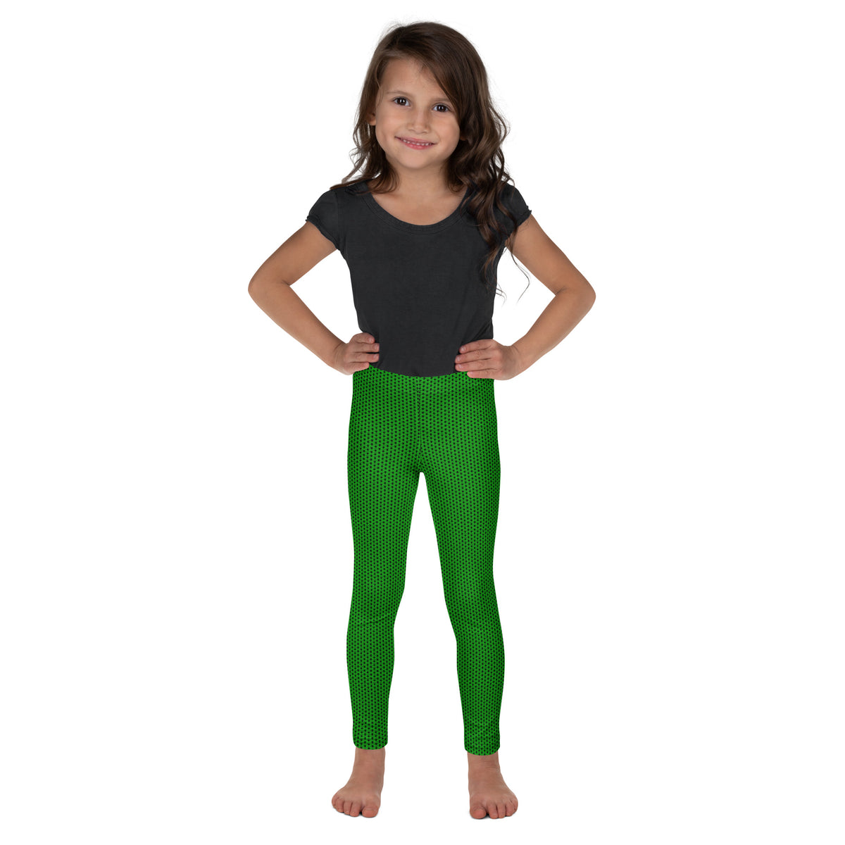Electric Green Chainmaille Print Kid's Leggings, photo 8