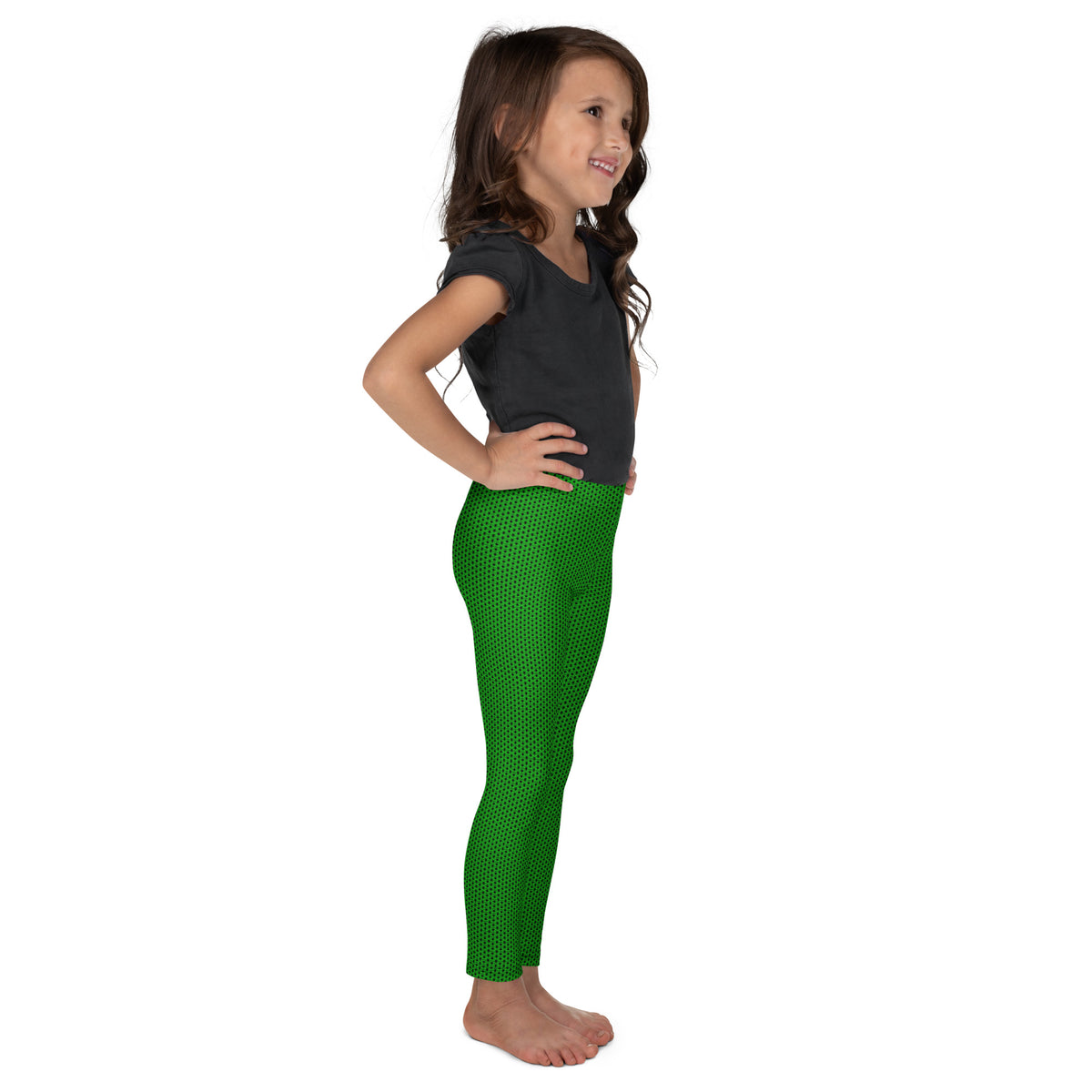 Electric Green Chainmaille Print Kid's Leggings, photo 11