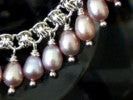 Close up of Pink Pearl Anklet in Barrel Weave