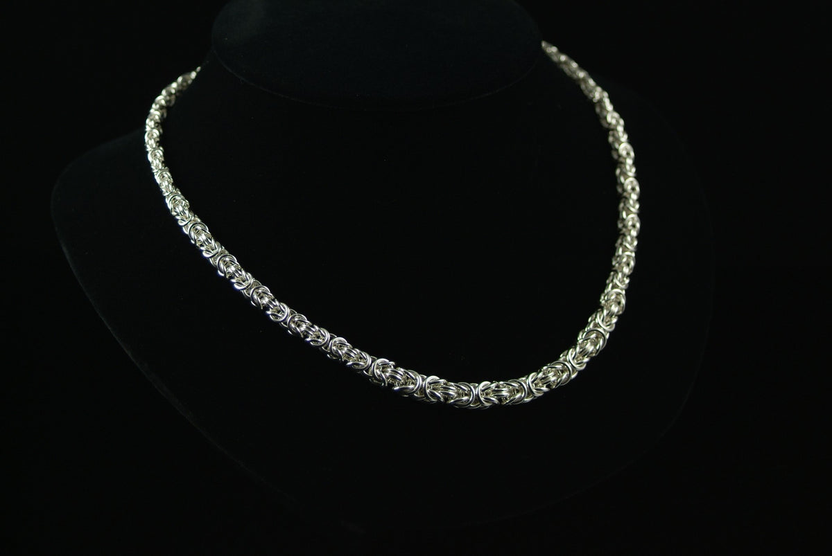 Delicate Graduated Byzantine necklace kitpack, finished necklace on bust