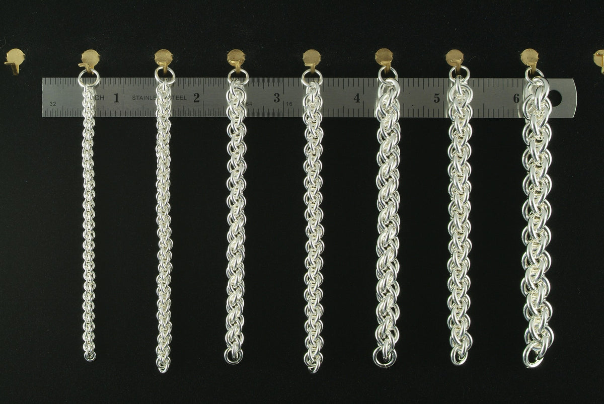 Jens Pind's bracelet kit, finished chains by gauge