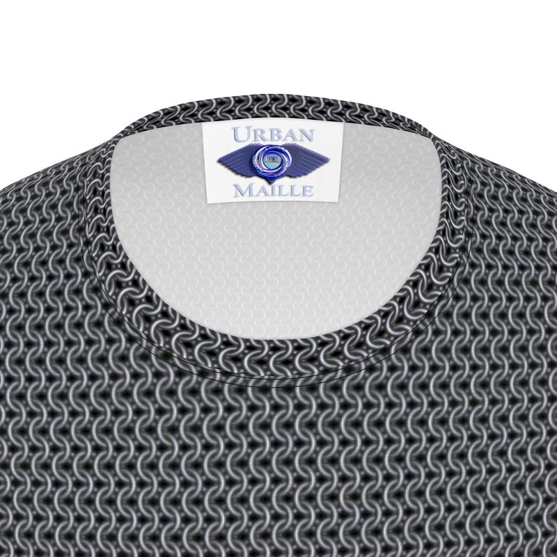 Men's Long Sleeve Cotton Tee - Chainmaille Print Knight Costume