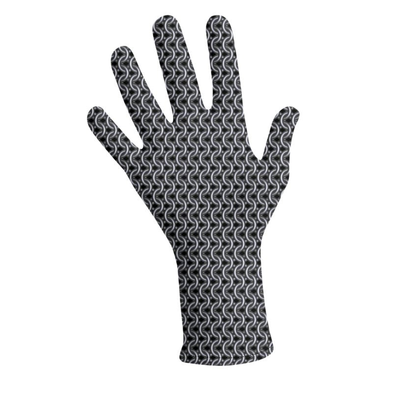 Lycra Gloves - Chainmaille Print Knight Costume