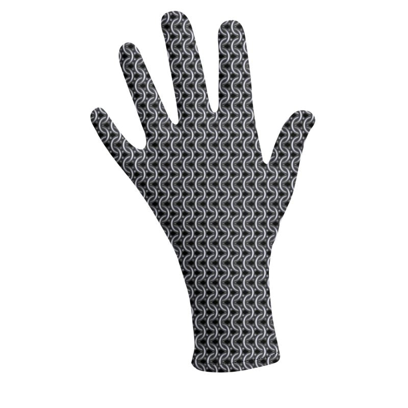 Lycra Gloves - Chainmaille Print Knight Costume