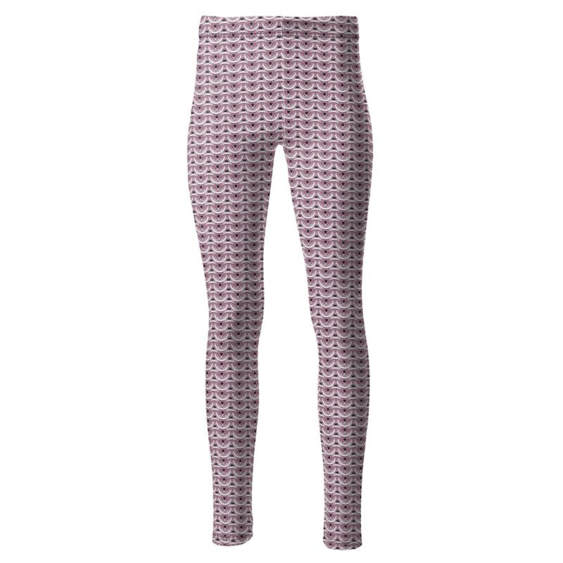 High Waist Leggings in Silver Rose Maille