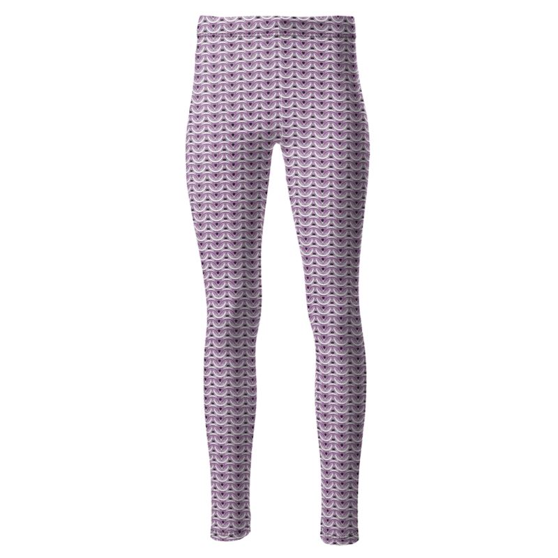 High Waist Leggings in Silver Pink Maille
