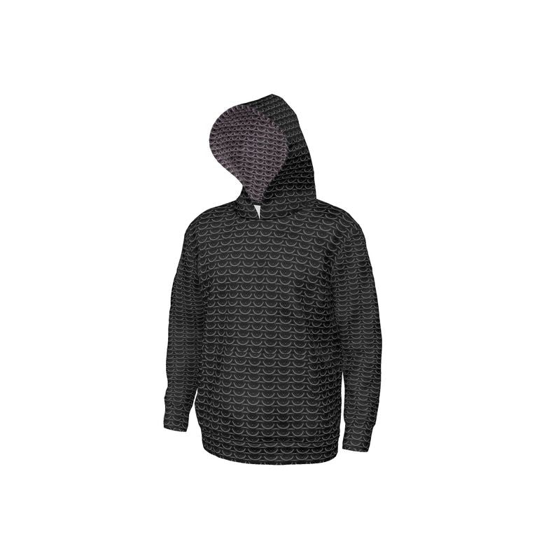 Hoodie in Black Maille with Tarnished Silver Maille Lining