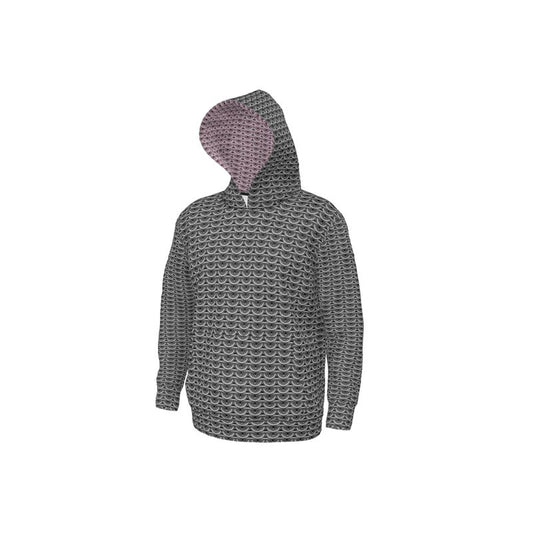 Hoodie in Grey Maille with Silver Rose Maille Lining
