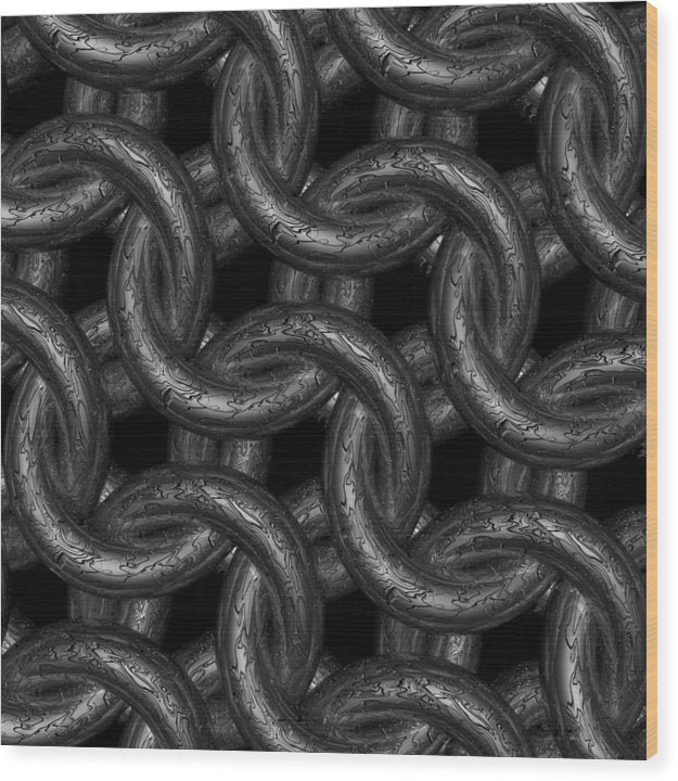Black Etched Maille Wood Print