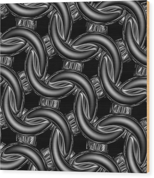 Black Glass Maille Wood Print