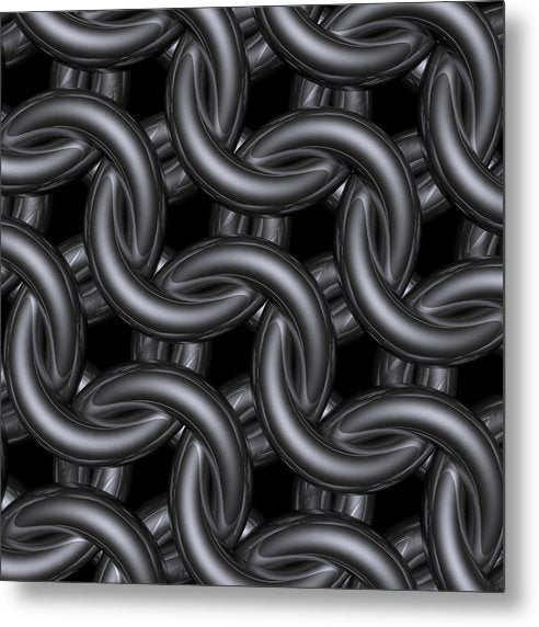 Black Silver Maille Metal Print