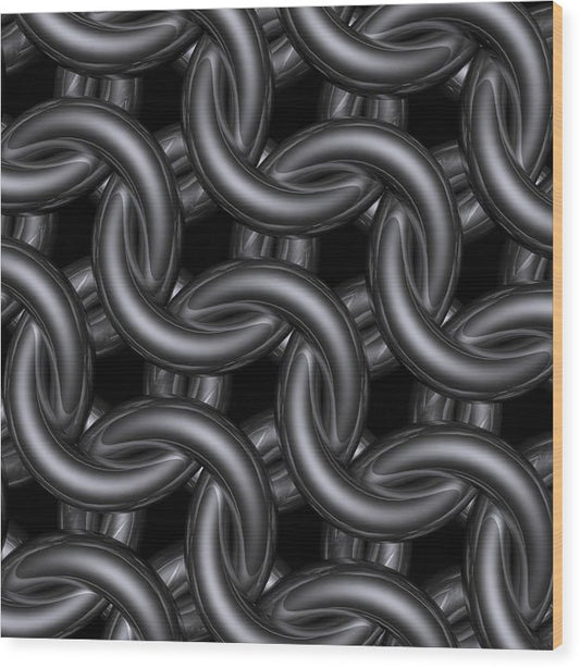 Black Silver Maille Wood Print